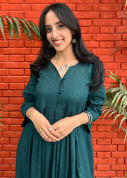 Forest Green Cotton-Rayon Dobby Coord